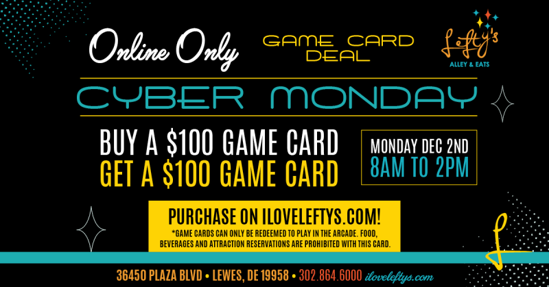 Cyber Monday Gift Card Deal Game Card Sale Shopping Lewes Delaware Rehoboth Beach 